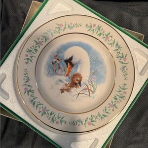 Avon Swan and Floral Dinner Plate with Gold Trim